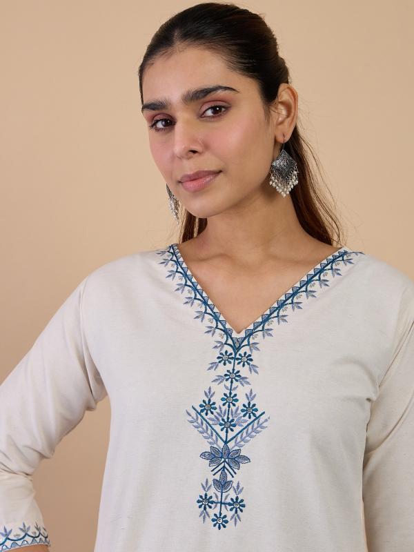 VP 9846 W Women’s Cotton Embroidery Straight Kurta Pant, 2pc Kurta Set